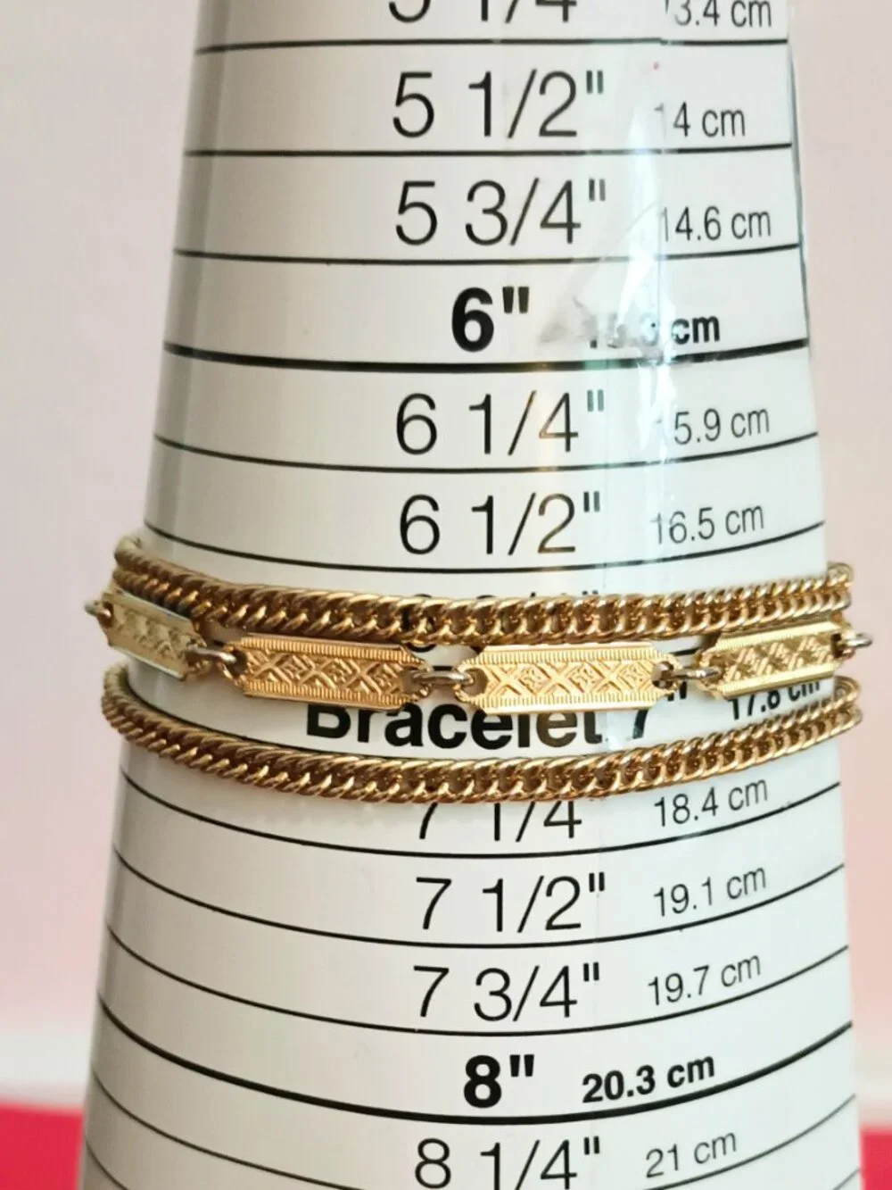 Vintage Gold Triple Strand Bracelet 6.75